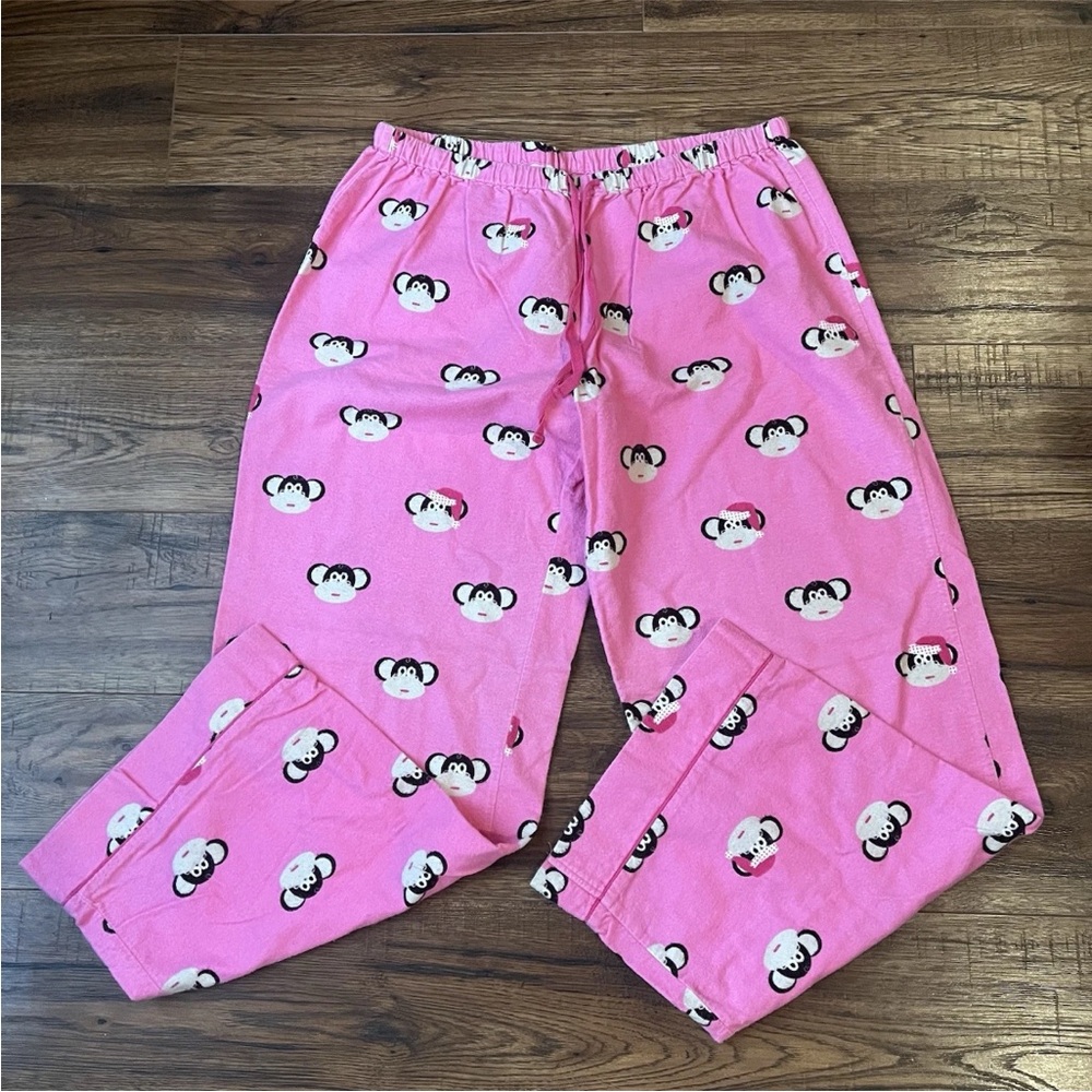 Y2K La Senza Lola & Coco Monkey Print Pajama Bottoms L Sleepwear Flannel Baddie